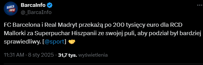 WIELKI GEST Barcy i Realu! Z WŁASNEJ PULI oddadzą...